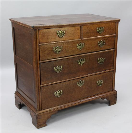 A George III oak chest, W.3ft D.1ft 9in. H.2ft 10in.